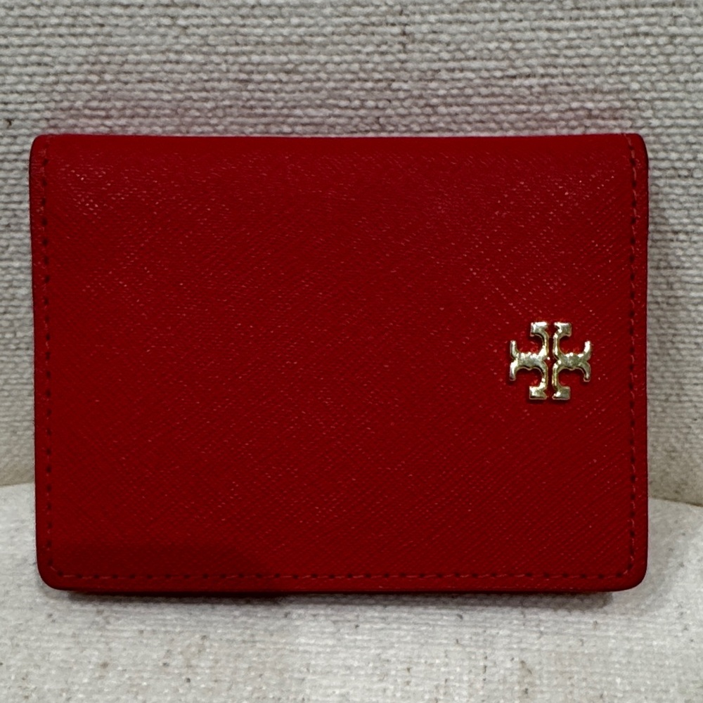 Tory Burch Scarlet Wallet with Gold Emblem